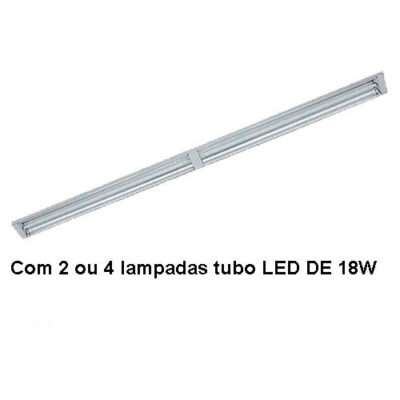 Luminária de Embutir Modelo para Super Mercado, Corredores e Grandes Áreas – Para TuboLED T8 2x18W