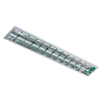 Luminária de Embutir Retangular com Aletas em Alumínio de Alto Brilho e Refletor – Para TuboLED T8 2x18W
