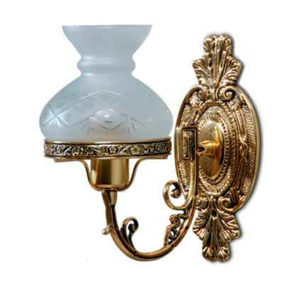 Luminária de Parede Arandela de Bronze 1 Cúpula Colonial de Vidro 8cm