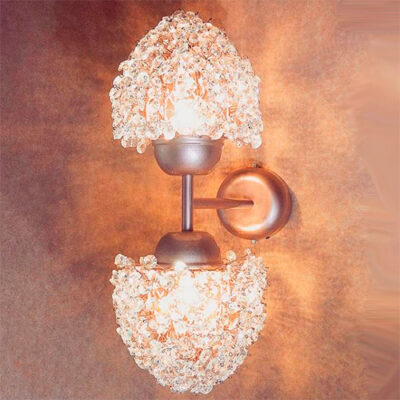 Luminária de Parede Arandela de Cristal Estela Dupla com Cristal Castanha K9 14mm