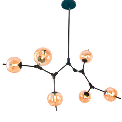 Lustre Moderno Maca com 6 Globos de Vidro