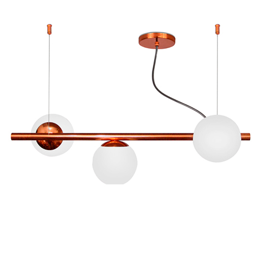 Lustre Moderno Pendente Centauro com 3 Globos de Vidro