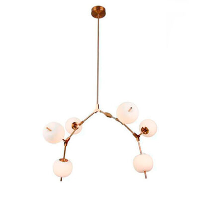 Lustre Moderno Poma com 6 Globos de Vidro