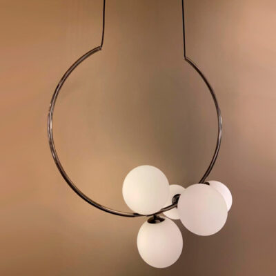 Lustre Pendente Moderno Alcanar Arco com Globo