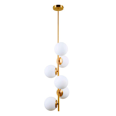 Lustre Pendente Moderno Bonastra Vertical com 6 Globos de Vidro