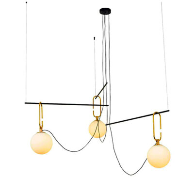 Lustre Pendente Moderno Botarell com 3 Globos de Vidro