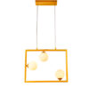 Lustre Pendente Moderno Cattar Quadrado com 3 Globos de Vidro