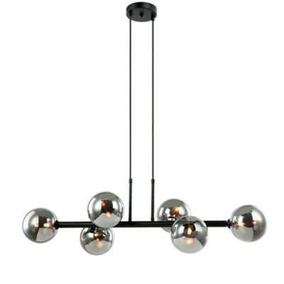 Lustre Pendente Moderno Cunesa com 6 Globos de Vidro Fumê