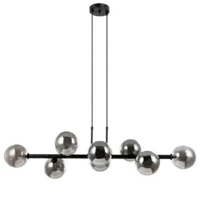 Lustre Pendente Moderno Cunesa com 8 Globos de Vidro Fumê