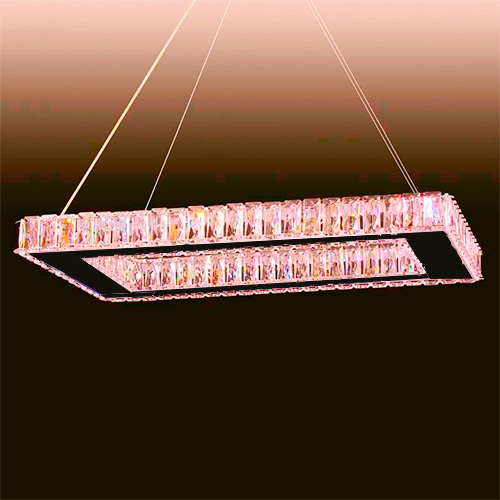 Lustre de Cristal Moderno Retangular Placas – LED Integrado