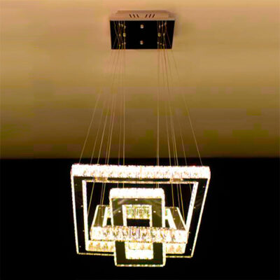 Lustre de Cristal Moderno Retangular Placas – LED Integrado