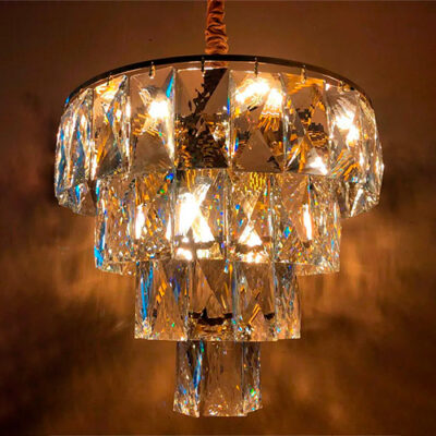 Lustre de Cristal Redondo 4 Andares Moderno