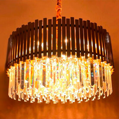 Lustre de Cristal Redondo Titanium Moderno