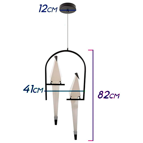 Pendente Moderno Ave Dobradura com 2 Pássaros – LED Integrado