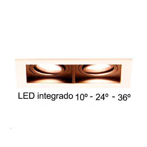 Spot de Embutir LED Quadra Duplo - 2x 10w - 10° / 24° / 36° - Opcional Dimerizável