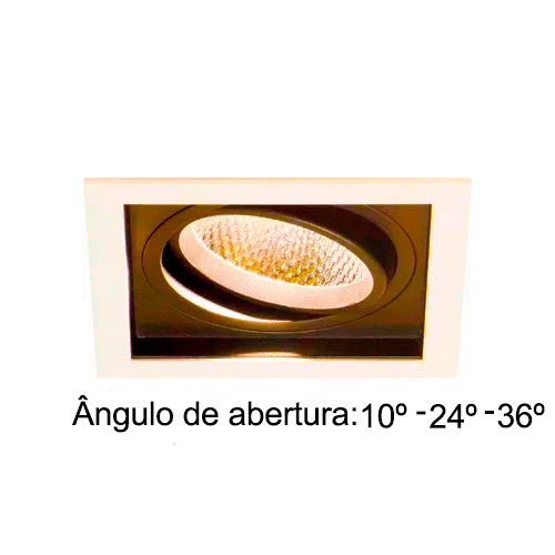 Spot de Embutir LED Quadra Simples - 10w - 10° / 24° / 36° - Opcional Dimerizável