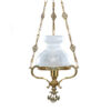 Lustre de Bronze Lampião Rincho 1 Cúpula Colonial 16cm com Manga Chaminé de Vidro