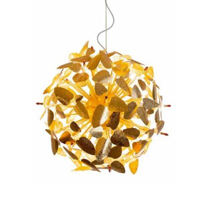 Lustre Pendente Moderno Turim Folhas de Ouro