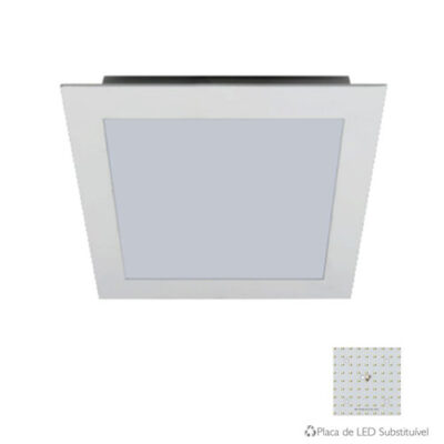 Painel LED de Embutir Quadrado Fundo Plano - Placa LED Substituível