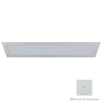 Painel LED de Embutir Retangular Fundo Plano - Placa LED Substituível