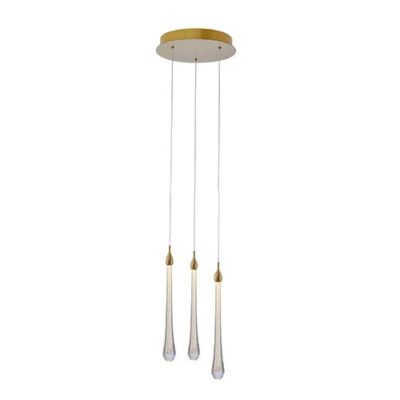 Lustre Pendente Moderno Groacia com 3 Gotas de Vidro - LED Integrado