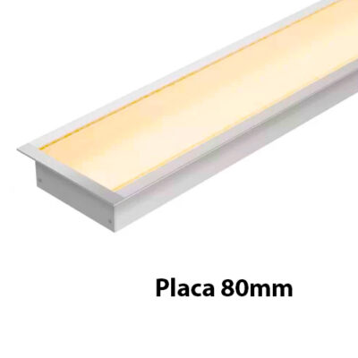 Perfil de LED Embutido 80mm em aluminio e acrilico