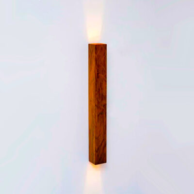 Arandela Madeira Bastão Duplo para 2 lampadas led