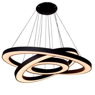 Luminária Pendente de Madeira 3 Aros Slim com LED Integrado