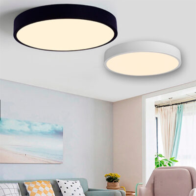 Luminária Plafon de Madeira Cilíndrico Slim – LED Integrado
