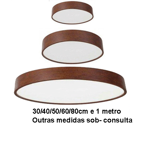 Luminária Plafon de Madeira Cilíndrico Slim – LED Integrado