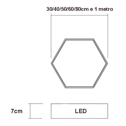 Luminária Plafon de Madeira Sextavado - LED Integrado - Dimensões