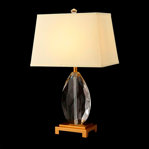 Luminária de Mesa Abajur de Cristal Oval com Cúpula de Tecido