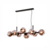 Lustre Moderno Linear Preto com 8 Globos de Vidro Fumê