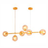 Lustre Moderno Línia Dourado com 6 Globos de Vidro Champagne