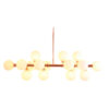 Lustre Moderno Long Rosê com 16 Globos de Vidro Leitoso