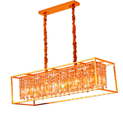 Lustre Moderno de Cristal Rome Retangular Dourado