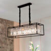 Lustre Moderno de Cristal Rome Retangular Preto