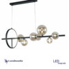 Lustre Pendente Moderno Monkee Tubo Preto com Globos de Vidro