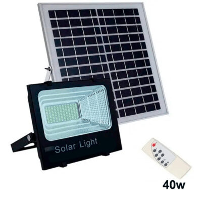 Refletor LED com Placa Solar e Controle Remoto 40W