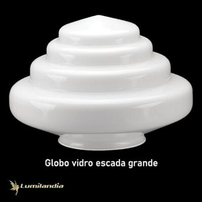 Globo de Vidro para Luminária Escada Leitoso Grande - Boca 15cm