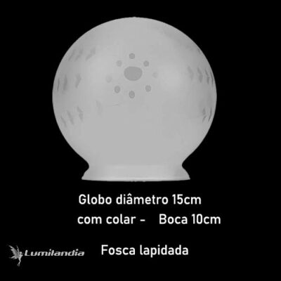 Globo de Vidro para Luminária 10x15cm - Com Colar Lapidado