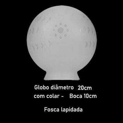 Globo de Vidro para Lustre 10x20cm Fosco Lapidado - Com Colar