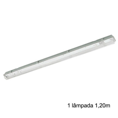 Luminária Industrial Hermética com Proteção de Acrílico - Para TuboLED 1x ou 2x 18W Difusor Transparente