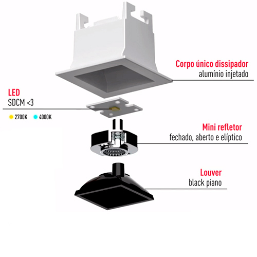 Luminária de Embutir Pontual Picolo Orientável 7W - 14W