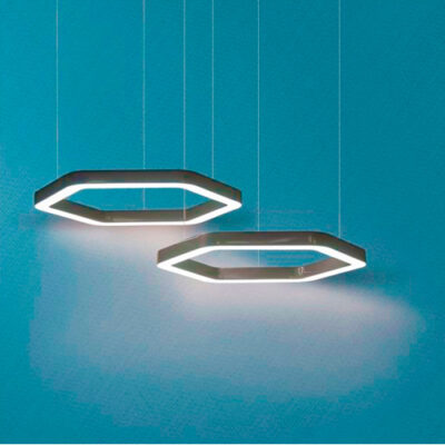 Luminária de Teto Pendente Exagonal em Alumínio com LED Integrado