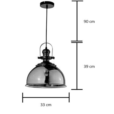 Luminária de Teto Pendente Vidro Ambar e Ourovelho Meia Esfera