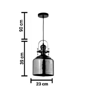 Luminária de Teto Pendente Vidro Fumê e Ourovelho Reto