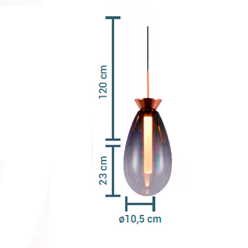 Luminária de Teto Pendente de Vidro Gota com LED Integrado