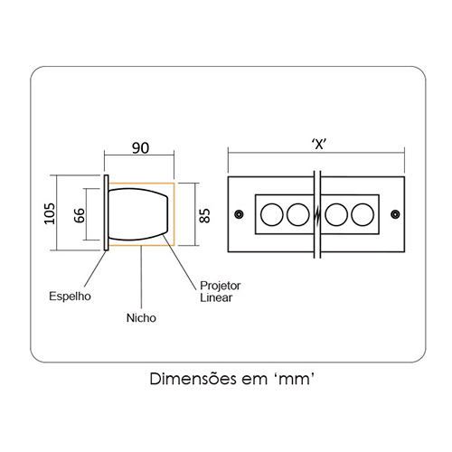 Luminária de Solo Embutido Linear LED 12W a 60W