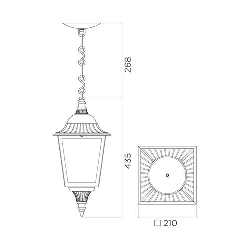 Luminária de Parede Pendente Lanterna Externa Quadrada